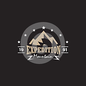 illustration vector graphic of vintage style mountain logo