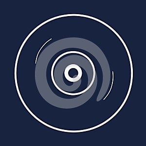 Illustration vector graphic of a vinyl record outline with dark blue background