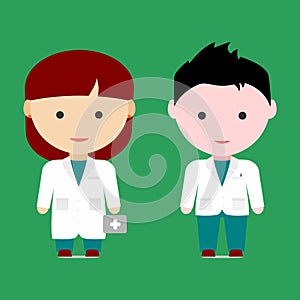 ILLUSTRATION VECTOR GRAPICH OF CUTE COUPLE DOCTOR