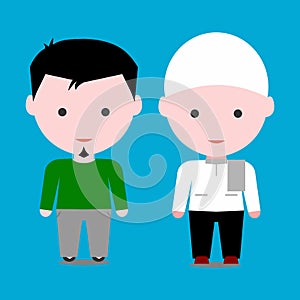 ILLUSTRATION VECTOR GRAPICH OF MAN PEOPLE CUTE MUSLIMS