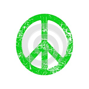 Illustration vector green grunge ellipse peace sign symbol