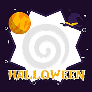 Illustration vector of Halloween themes, frame, and photo booth on the party with pumpkin ornament