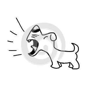 Illustration vector hand draw doodles of barking dog on photo
