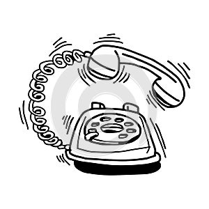 Illustration vector hand drawn doodle of ringing retro telephone