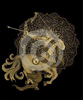 Illustration vector horseman sagitarius symbol photo