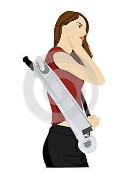 Illustration, vector illustration, girl skateboarding