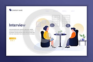 Illustration vector Job interview landing page