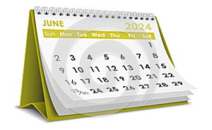 Illustration vector of June 2024 Calendar