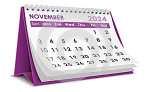 Illustration vector of November 2024 Calendar