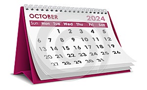 Illustration vector of October 2024 Calendar