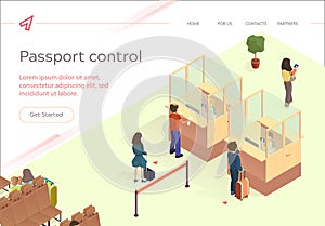 Illustration Vector Passport Control Passenger.