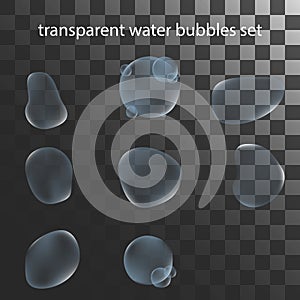 Illustration vector of a realistic transparent water bubble set