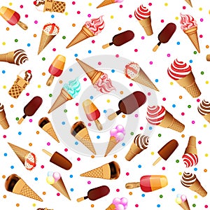 vector seamless background with ice cream and sweets