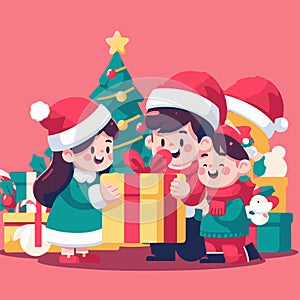 Illustration Vector share Happyiness with Family and Friend - Happy Christmas Vector Illustration