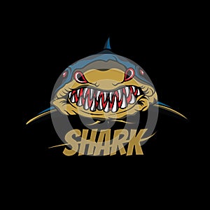 Illustration Vector shark angry cartoon