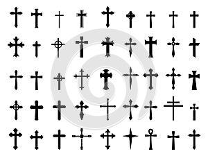 Illustration vector simple Christian cross icon collection