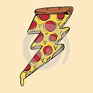 illustration vector of slice pizza thunder