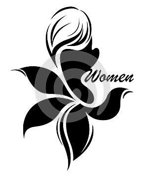 Illustration vector of women silhouette black icon on white background