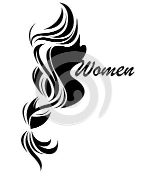 Illustration vector of women silhouette black icon on white background
