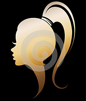 Illustration vector of women silhouette golden icon