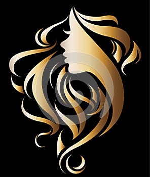 Illustration vector of women silhouette golden icon