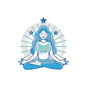 Illustration vector yoga girl in white background