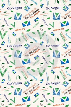 Illustration. Vegan themed seamless pattern