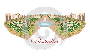 The illustration with the Versailles of Paris