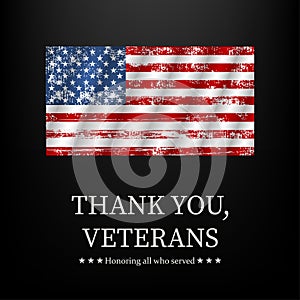 Illustration for veterans day, thank you, vector graphic