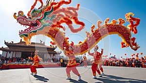 Vibrant Chinese dragon dance performances photo