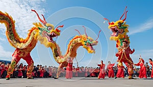 Vibrant Chinese dragon dance performances photo