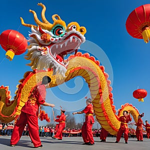 Vibrant Chinese dragon dance performances photo