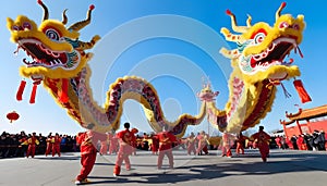 Vibrant Chinese dragon dance performances photo