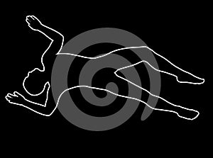 Illustration of victim white line black background