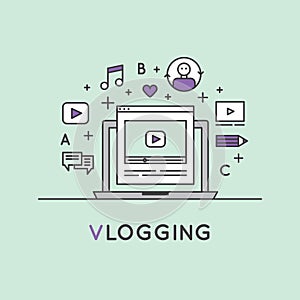 Illustration of Video Blogging or Vlogging photo
