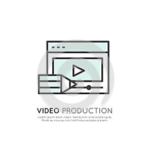 Illustration of Video Production, Content Making, Data Creation, Vlog Posting photo