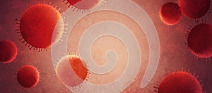 Illustration, view of Corona virus under microscope, virus and producing vaccine. Corona virus outbreaking.