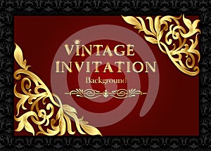 vintage background, elegant antiques, Victorian gold, floral ornament, baroque frame, beautiful invitation