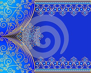 Illustration vintage background frame with gold pattern