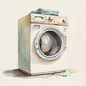 Illustration of a Vintage-Inspired Washing Machine