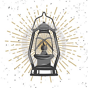 Illustration of vintage kerosene lamp. Design