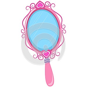 Illustration of Vintage Pink Hand Mirror