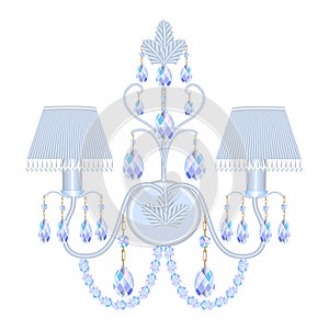 vintage sconces with crystal pendants on a white background