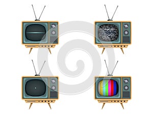 illustration of vintage tv set, television.