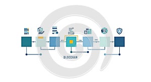 Blockchain Technology Network Data Flow Nodes Icons