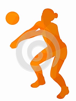 illustration of a volleyball player woman, vector drawing