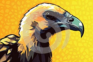 Illustration of a vulture head on a textured background