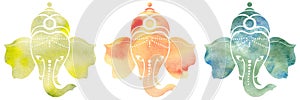 Illustration of Watercolor Lord Ganpati or Ganesh Chaturthi isolated on white background