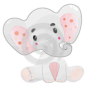 Illustration in watercolor technique elephant for children\'s themes