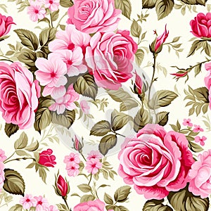 Illustration of watercolored seamless roses pattern